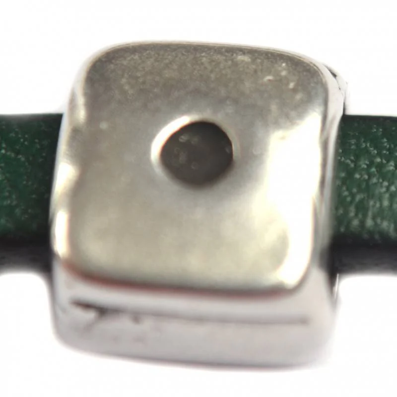 Leerschuiver Ø6x2mm vierkant metaal zilver DQ 10mm