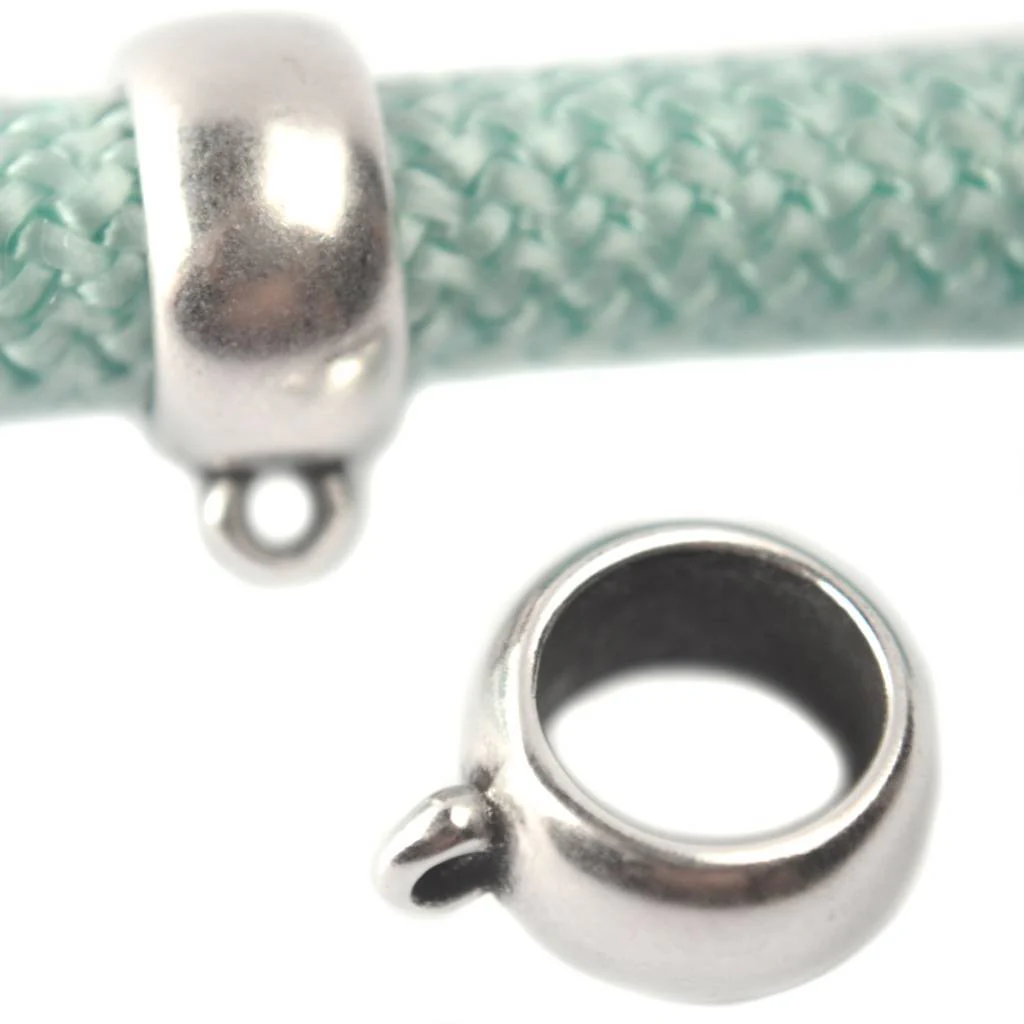 Leerschuiver met Oog Ø10mm Zilver DQ 18x14mm