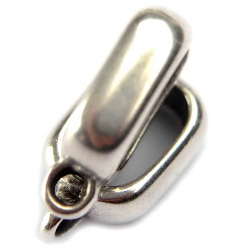 Leerschuiver ring met oog metaal zilver DQ Ø10x6mm