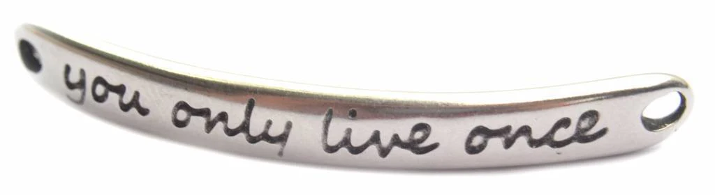 Tussenzetsel 'you only live once' Zilver DQ 43x5mm