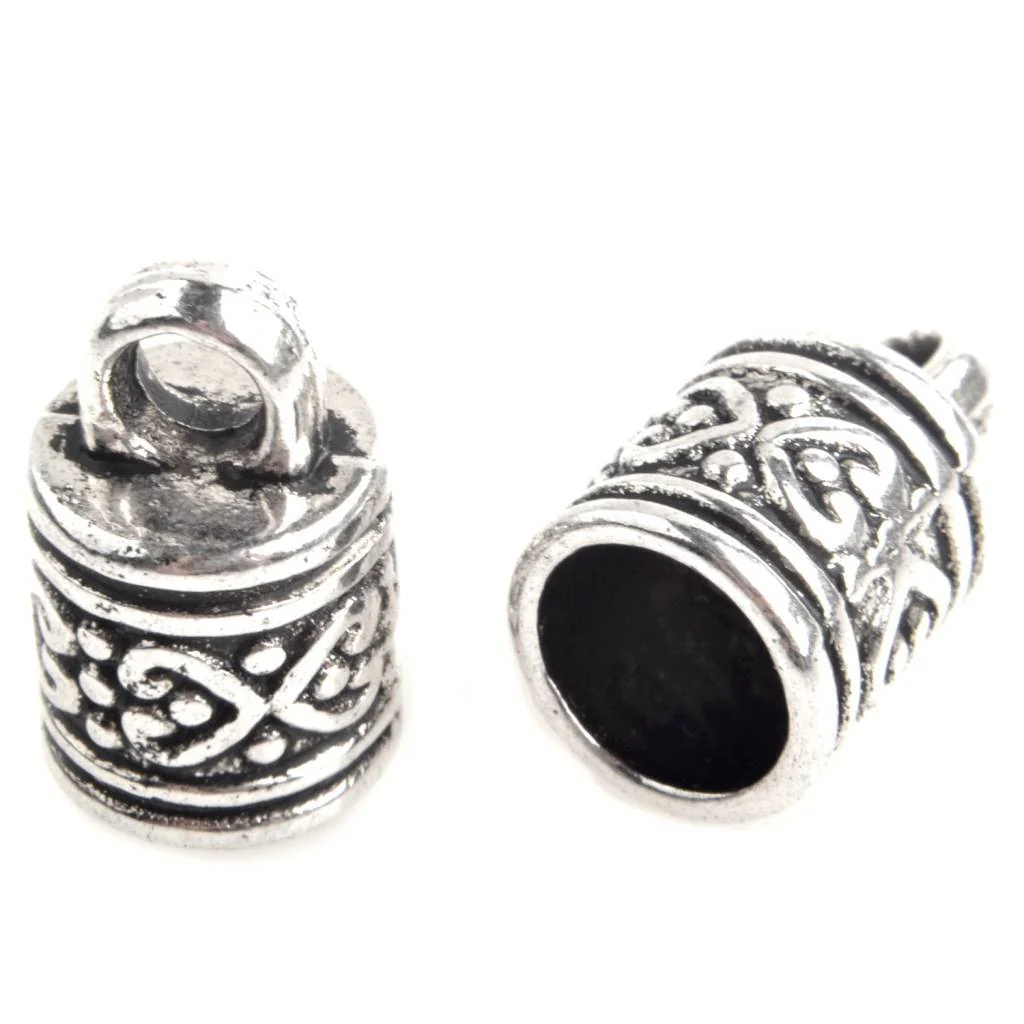 Eindkap Ø8mm hartjes Zilver 16x10mm - 2 stuks