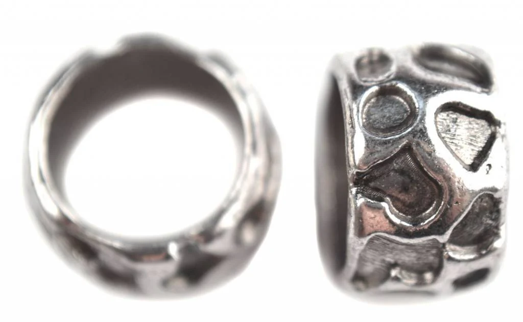 Kraal groot gat Ø10mm Zilver 13mm - 4 stuks