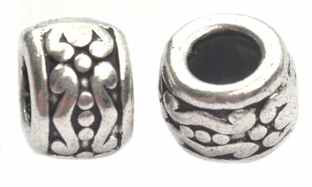 Kraal groot gat Ø3.5-4mm zilver 8x6mm - 8st