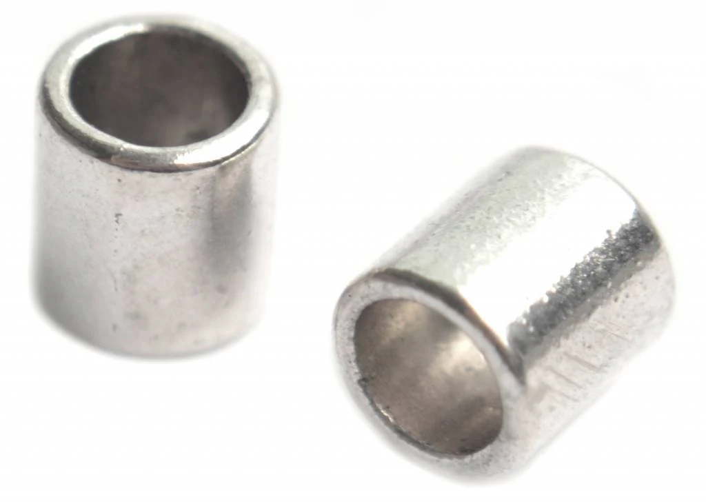 Kraal groot gat Ø6mm zilver 9mm - 5st