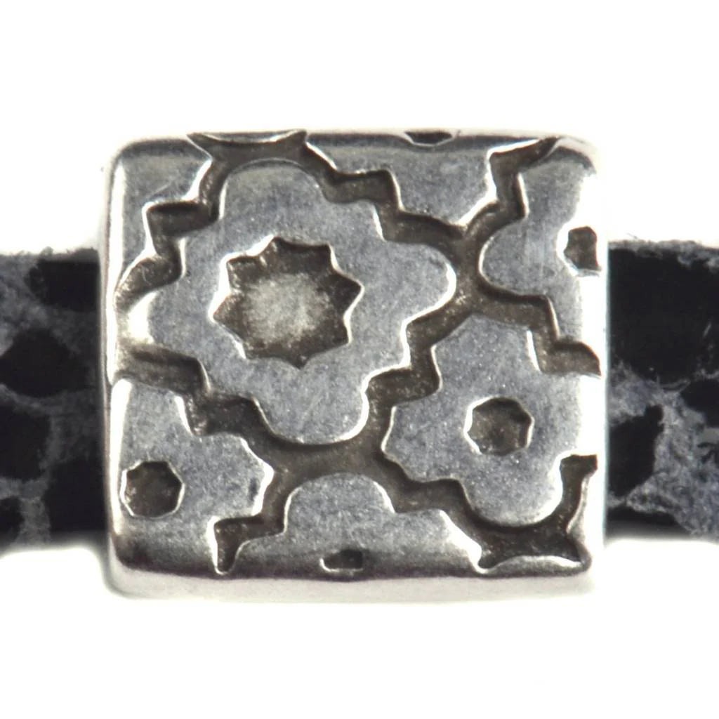 Leerschuiver vierkant boho Ø5x2mm Zilver DQ