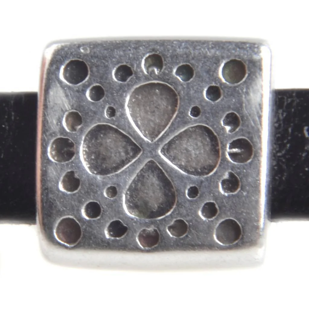 Leerschuiver vierkant boho Ø5x2mm Zilver DQ