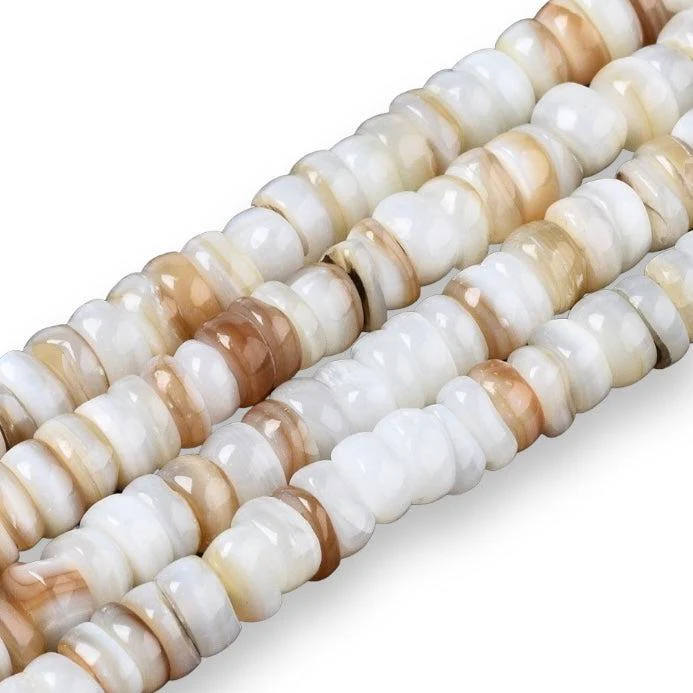 Zoetwaterschelp beige disc 4x1,5mm- ±9 cm