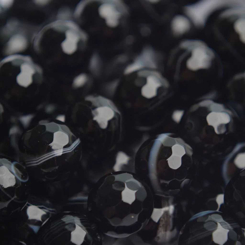 Madagascar agaat facet kraal rond zwart 10mm